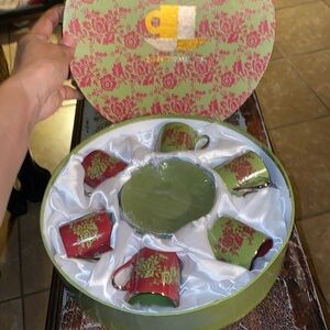 New classic Coffee tea flowers and leafs espresso cups with saucers Set Of 6